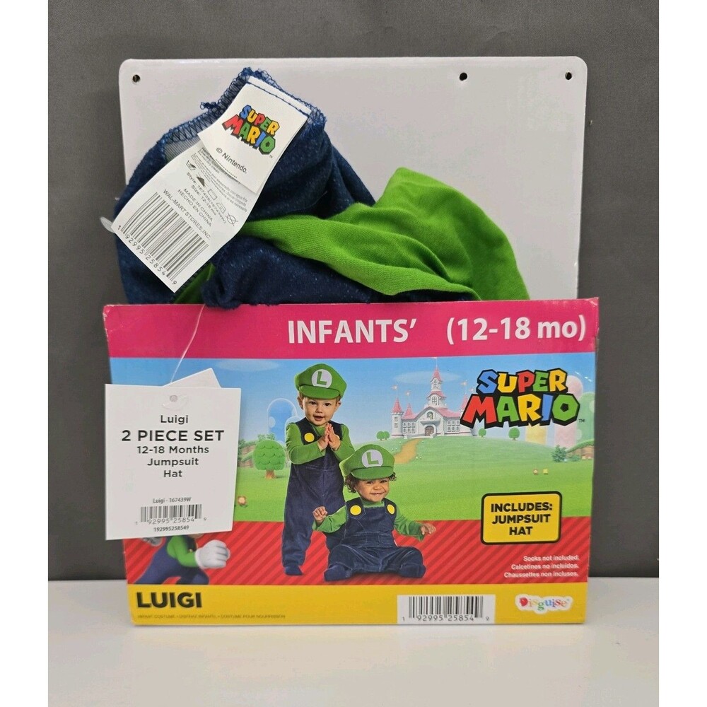 New Baby Posh Super Mario Bros. Luigi Jumpsuit Costume 12-18 Months